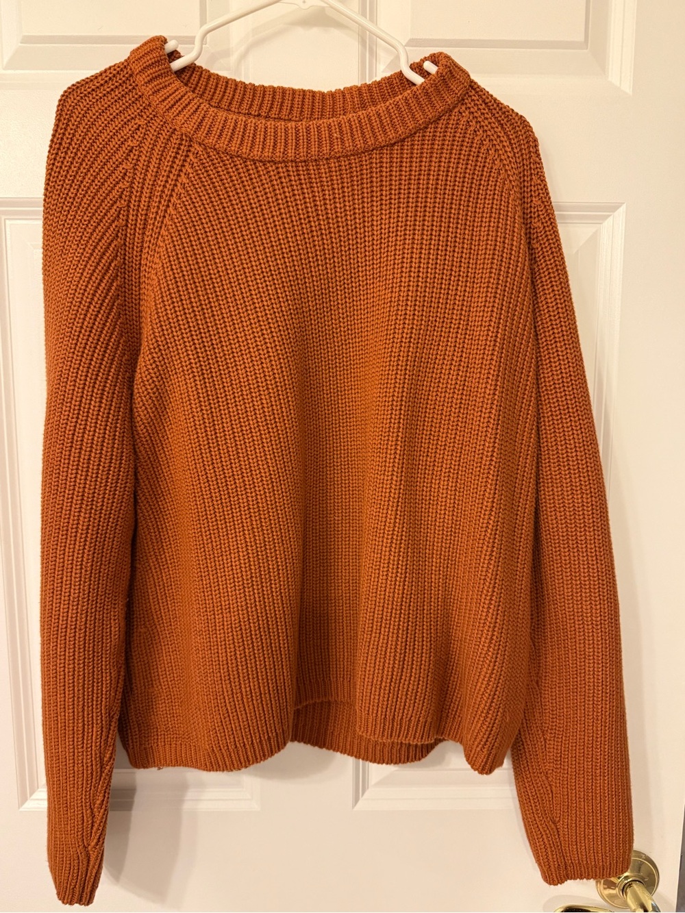 Quince 100% Cotton Fisherman Sweater in Burnt Orange Rust